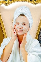 Collagen Mask Face Treatment during Pedicure