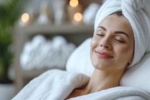 woman reclining relaxing spa 