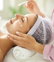 Woman enjoying classic facial
