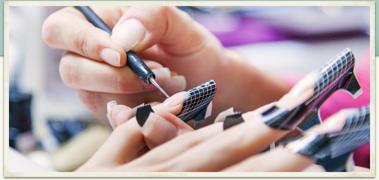 acrylic nail application with form