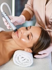 Woman enjoying revitalizing Hydro Spa Facial 