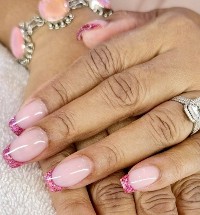pink & pink Gliteer French Desgins